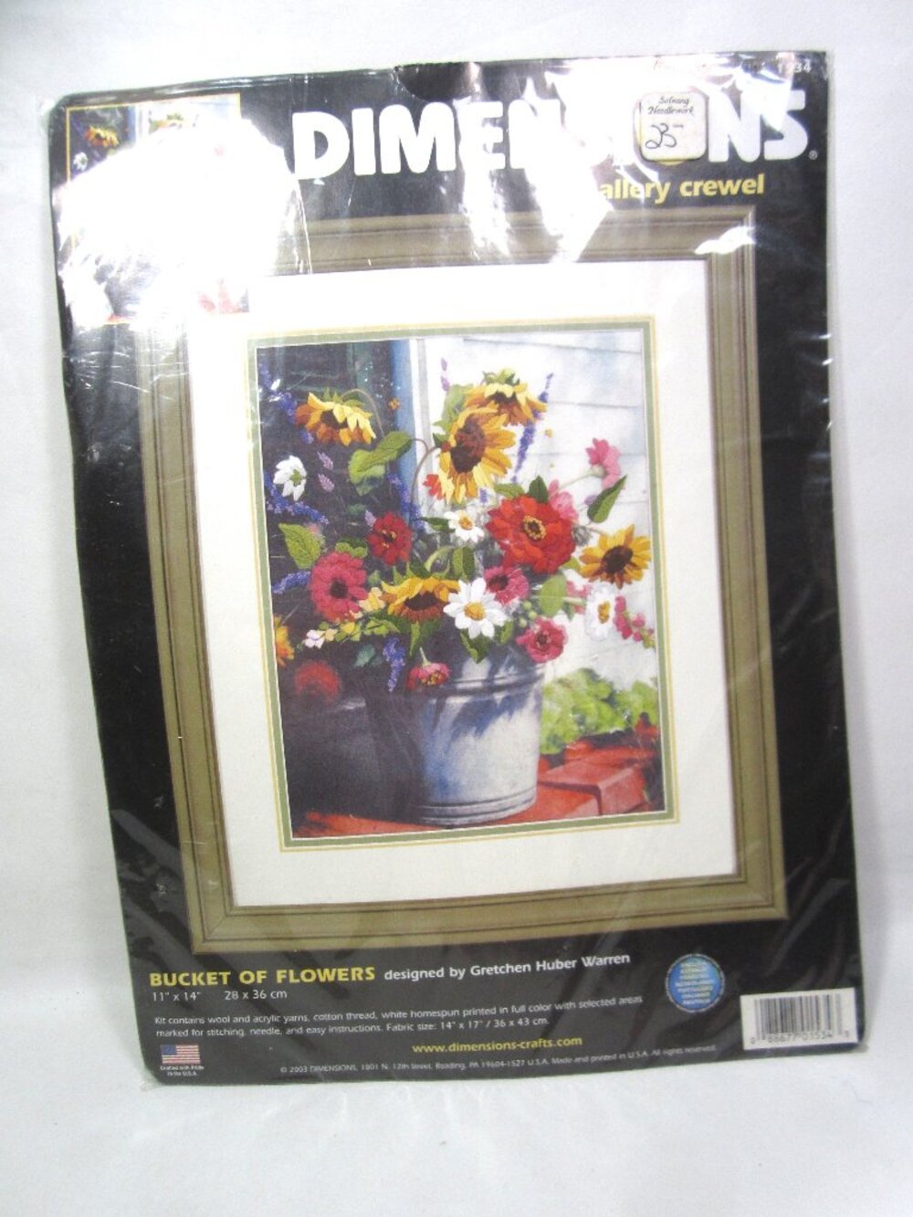 Dimensions New Crewel Embroidery Kit BUCKET OF FLOWERS 11” X 14” #1534